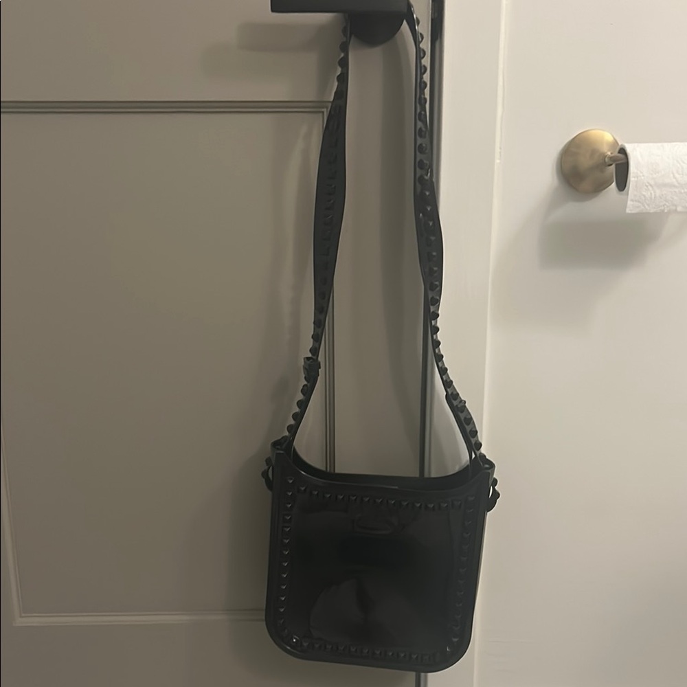 Compact Black Structured Crossbody Bag
